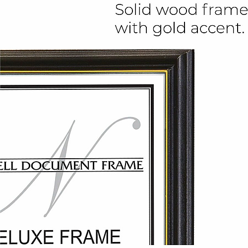 nudell Document Frame 8.50" x 11" Frame Size - Vertical, Horizontal - Unbreakable, Hanger - Plastic, Wood - Wood Grain, Black - 1 Each (17081)