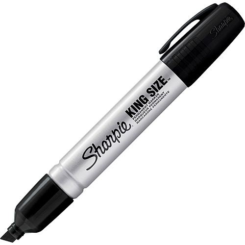 Sharpie King Size Permanent Markers Bold Chisel Marker Point - Black Ink - Plastic Barrel - 1 Dozen (15001A)