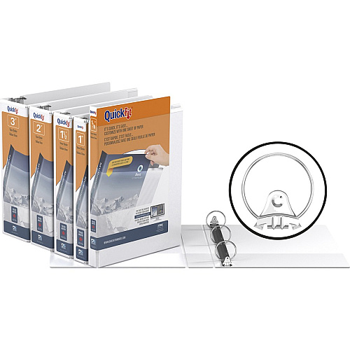 QuickFit Round Ring Unique Binder 1" Binder Capacity - Letter - 8 1/2" x 11" Sheet Size - 200 Sheet Capacity - Fastener(s): Round Ring - Pocket(s): 2, Internal - Vinyl - White - Recycled - Print-transfer Resistant, Exposed Rivet, PVC-free - 1 Eac (871100)
