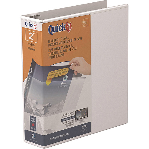 QuickFit Round Ring Unique Binder 2" Binder Capacity - Letter - 8 1/2" x 11" Sheet Size - 400 Sheet Capacity - Fastener(s): Round Ring - Pocket(s): 2, Internal - Vinyl - White - Recycled - Print-transfer Resistant, Exposed Rivet, PVC-free - 1 Eac (871300)