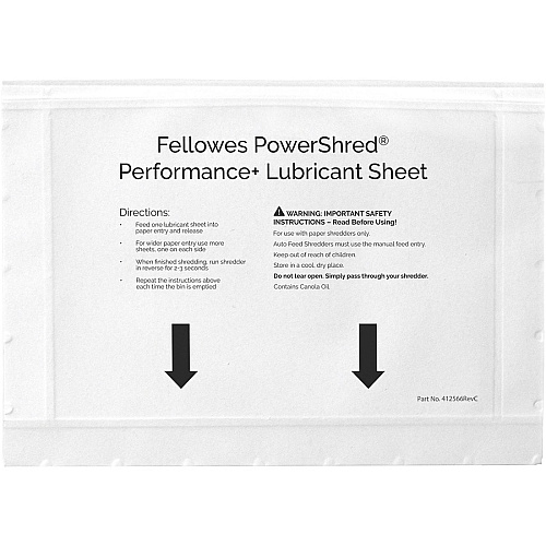 Fellowes Powershred Performance+ Lubricant Sheets Dust Retention - White (4015501)