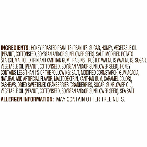 Fisher Sweet Nut Mix Resealable Bag - Honey Roasted Peanut, Raisin, Walnut, Cashew, Dried Cranberries - 1 Serving Bag - 4 oz - 6 / Carton (P27169)