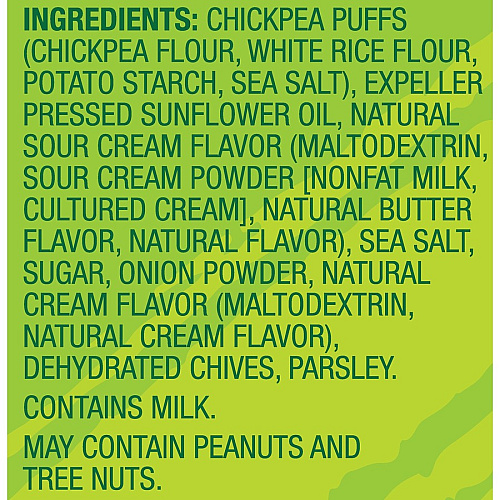 Orchard Valley Harvest Sour Cream and Chive Chickpea Chips Gluten-free, Individually Wrapped - Sour Cream & Onion - 1 Serving Bag - 3.50 oz - 6 / Carton (V14027)