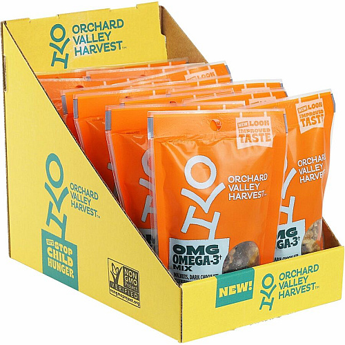 Orchard Valley Harvest OMG Omega-3 Mix Gluten-free, No Artificial Color, No Artificial Flavor, Preservative-free, Resealable Bag - Crunch, Walnut, Dried Cranberries, Pistachio, Almond - 1 Serving Bag - 2 oz - 14 / Carton (V14046)