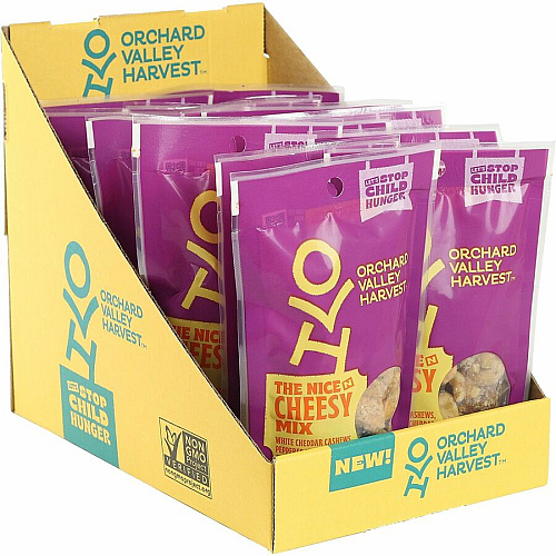 Orchard Valley Harvest Nice 'n Cheesy Mix No Artificial Color, No Artificial Flavor, Resealable Bag - Crunch, Cheese, Cashew, White Cheddar, Wheat, Walnut, Almond - 1 Serving Bag - 1.85 oz - 14 / Carton (V14047)