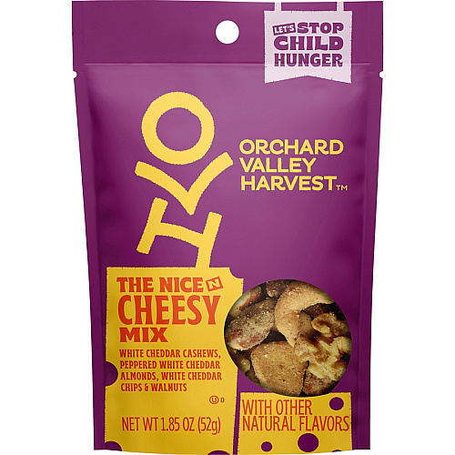 Orchard Valley Harvest Nice 'n Cheesy Mix No Artificial Color, No Artificial Flavor, Resealable Bag - Crunch, Cheese, Cashew, White Cheddar, Wheat, Walnut, Almond - 1 Serving Bag - 1.85 oz - 14 / Carton (V14047)