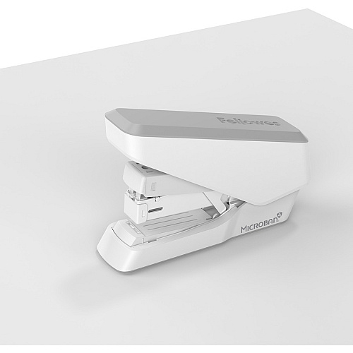Fellowes EasyPress Half Strip Stapler Staples Upto 40 Sheet - Holds Upto 105 Staple - Half Strip - Staple Size: 0.25" - White - 1 Each (5014301)