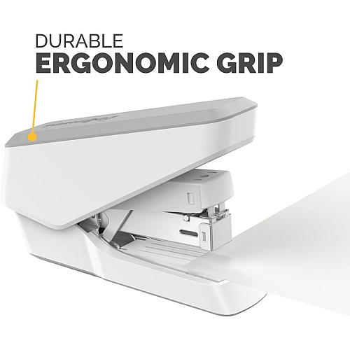 Fellowes EasyPress Half Strip Stapler Staples Upto 40 Sheet - Holds Upto 105 Staple - Half Strip - Staple Size: 0.25" - White - 1 Each (5014301)
