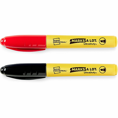 Avery UltraDuty Markers, Chisel Tip, 2 Assorted Markers 5 mm Bold Chisel, Narrow Narrow Marker Point - Black, Red Ink - Polyester Tip - 2 / Pack (29863)