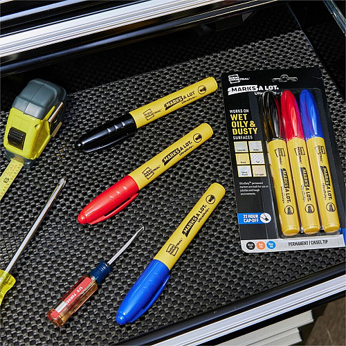Avery UltraDuty Markers, Chisel Tip, 3 Assorted Markers 5 mm Bold Chisel, Narrow Narrow Bullet Marker Point - Black, Red, Blue Ink - Polyester Tip - 3 / Pack (29864)