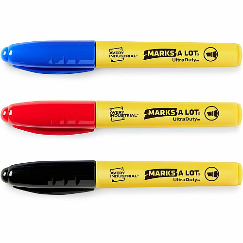 Avery UltraDuty Markers, Chisel Tip, 3 Assorted Markers 5 mm Bold Chisel, Narrow Narrow Bullet Marker Point - Black, Red, Blue Ink - Polyester Tip - 3 / Pack (29864)