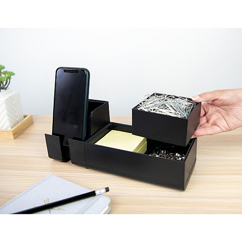 Bostitch Konnect Stackable Desk Organizer Desktop - Stackable, Durable, Cable Management, Rubber Feet, Non-slip Feet - Black - 1 Each (KT2BASEKIT2B)
