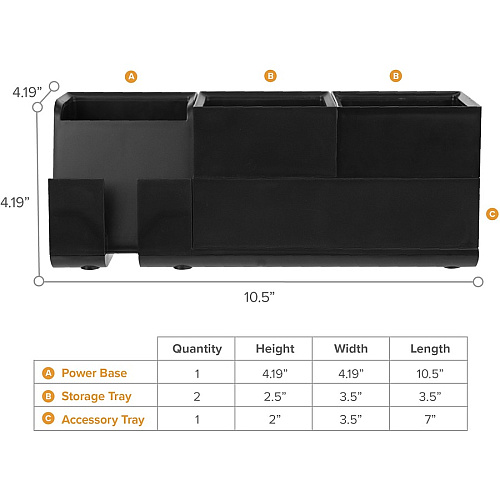 Bostitch Konnect Stackable Desk Organizer Desktop - Stackable, Durable, Cable Management, Rubber Feet, Non-slip Feet - Black - 1 Each (KT2BASEKIT2B)