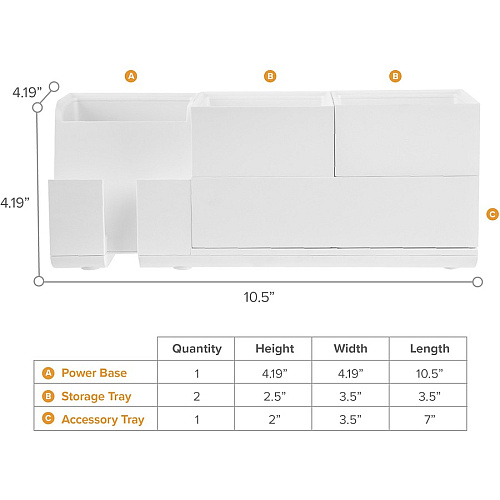 Bostitch Konnect Stackable Desk Organizer Desktop - Stackable, Durable, Cable Management, Rubber Feet, Non-slip Feet - White - 1 Each (KT2BASEKIT2W)