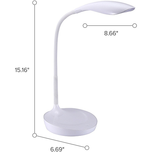 Bostitch Konnect Gooseneck LED Desk Lamp LED Bulb - Dimmable, Gooseneck, Touch Sensitive Control Panel, Adjustable Brightness, Flexible, Flicker-free, Glare-free Light, Eco-friendly, USB Charging - Desk Mountable - White - for Office, Smartp (KTVLED1502W)