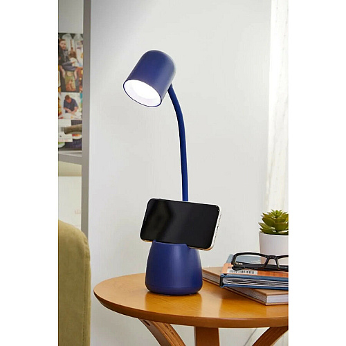 Bostitch Desk Lamp with Storage Cup, Navy LED Bulb - Adjustable, Touch Sensitive Control Panel, Dimmable, Color Temperature Setting, Flicker-free, Adjustable Head, Adjustable Brightness, Glare-free Light, Eco-friendly - Desk Mountable, Table  (LED2105NVY)