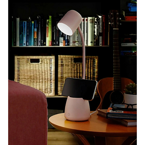 Bostitch Desk Lamp with Storage Cup, Pink LED Bulb - Adjustable, Touch Sensitive Control Panel, Dimmable, Color Temperature Setting, Flicker-free, Adjustable Head, Adjustable Brightness, Glare-free Light - Desk Mountable, Table Top - Pink - f (LED2105PNK)