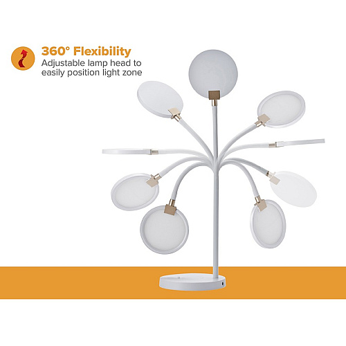 Bostitch Qi Wireless Charging LED Desk Lamp White LED Bulb - Adjustable Brightness, Flexible, Touch Sensitive Control Panel, Dimmable, Glare-free Light, Flicker-free, Adjustable Head, Qi Wireless Charging - Desk Mountable - White - for Home,  (LED2107WHT)