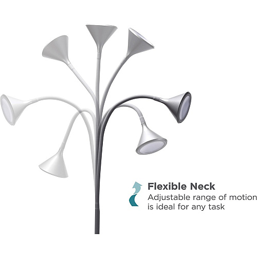 Bostitch Minimalist Floor Lamp 58" Height - LED Bulb - Adjustable, Flicker-free, Glare-free Light, Adjustable Neck - Floor-mountable - Gray - for Reading, Crafting, Home, Office - 1 Each (VLED1812FGBD)