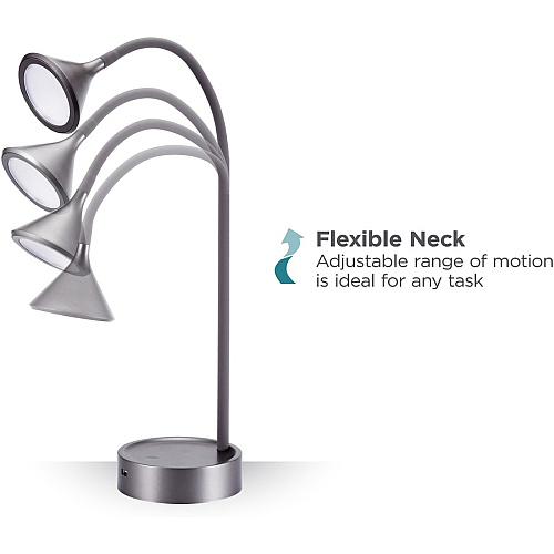 Bostitch LED Gooseneck Lamp 5 W LED Bulb - Gooseneck, USB Charging, Adjustable Brightness, Dimmable, Flicker-free, Glare-free Light - Desk Mountable - Gray - for Desk - 1 Each (VLED1812GBD)
