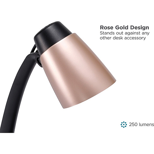 Bostitch LED Desk Lamp 3.50 W LED Bulb - Adjustable Head, Flicker-free, Glare-free Light, Tilted Head - Desk Mountable - Rose Gold - for Office, Desk, Dorm, Table - 1 Each (VLED1814BD)