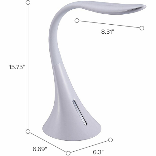Bostitch Modern Desk Lamp 8 W LED Bulb - USB Charging, Dimmable, Color Temperature Setting, Adjustable Brightness, Flicker-free, Glare-free Light, Flexible, Touch Sensitive Control Panel - Desk Mountable - White - for Desk, Relaxing, Readin (VLED1821WBOS)