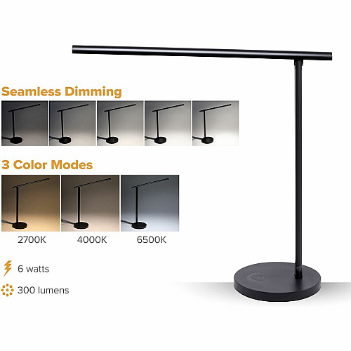 Bostitch Folding LED Desk Lamp LED Bulb - Foldable, Dimmable, Color Temperature Setting, Adjustable Brightness, Glare-free Light, Touch Sensitive Control Panel, Flicker-free - Desk Mountable - Black - for Desk, Relaxing - 1 Each (VLED1826BBOS)