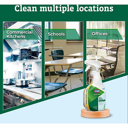 CloroxPro&trade; EcoClean Glass Cleaner Spray 32 fl oz (1 quart) - Streak-free, Bio-based, Ammonia-free, Paraben-free, Dye-free, Phthalate-free, Chemical-free, Fume-free, Residue-free - Green, Blue - 1 Each (60277)