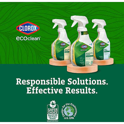 CloroxPro&trade; EcoClean Glass Cleaner Spray 32 fl oz (1 quart) - Streak-free, Bio-based, Ammonia-free, Paraben-free, Dye-free, Phthalate-free, Chemical-free, Fume-free, Residue-free - Green, Blue - 1 Each (60277)