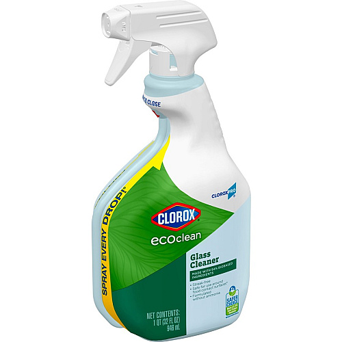 CloroxPro&trade; EcoClean Glass Cleaner Spray 32 fl oz (1 quart) - Streak-free, Bio-based, Ammonia-free, Paraben-free, Dye-free, Phthalate-free, Chemical-free, Fume-free, Residue-free - Green, Blue - 1 Each (60277)