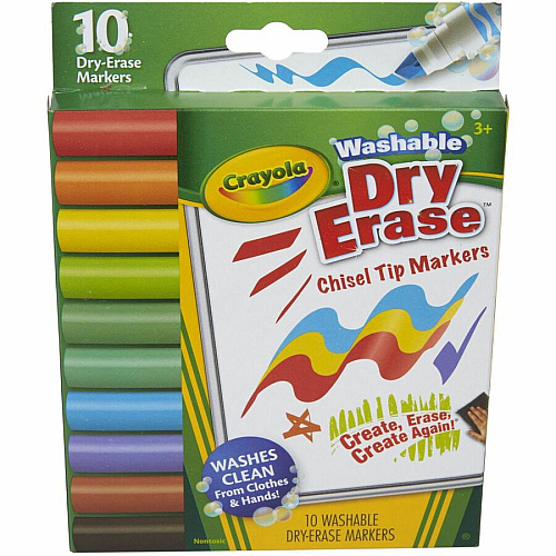 Crayola Washable Dura-Wedge Tip Dry-Erase Markers Erasable - Washable - 10 / Pack (587733)