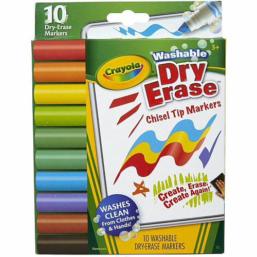 Crayola Washable Dura-Wedge Tip Dry-Erase Markers Erasable - Washable - 10 / Pack (587733)