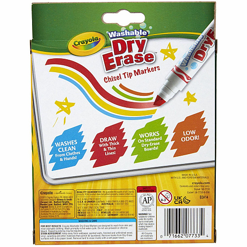 Crayola Washable Dura-Wedge Tip Dry-Erase Markers Erasable - Washable - 10 / Pack (587733)