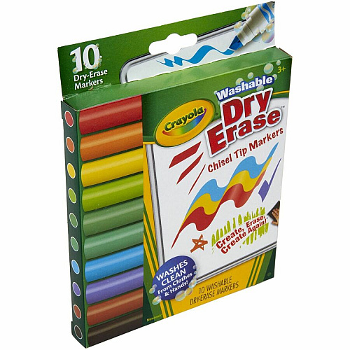 Crayola Washable Dura-Wedge Tip Dry-Erase Markers Erasable - Washable - 10 / Pack (587733)