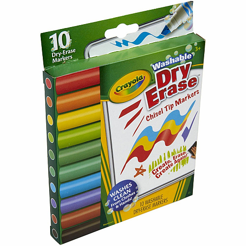 Crayola Washable Dura-Wedge Tip Dry-Erase Markers Erasable - Washable - 10 / Pack (587733)