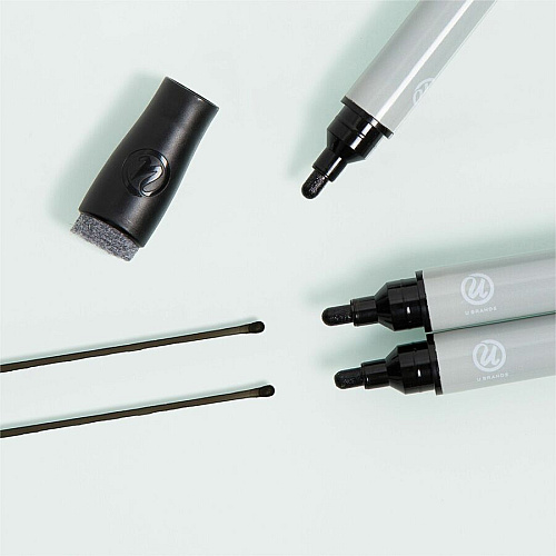 U Brands Glass Liquid Dry Erase Marker Erasable - Black Ink - 12 / Pack (3944U0012)