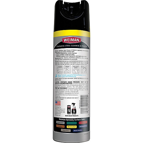 Weiman Stainless Steel Cleaner/Polish 17 oz (1.06 lb) - Streak-free, Fingerprint Resistant, Dust Resistant, Dirt Resistant, pH Neutral - Clear - 1 Each (49A)
