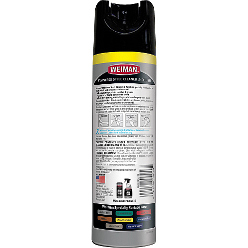 Weiman Stainless Steel Cleaner/Polish 17 oz (1.06 lb) - Streak-free, Fingerprint Resistant, Dust Resistant, Dirt Resistant, pH Neutral - Clear - 1 Each (49A)