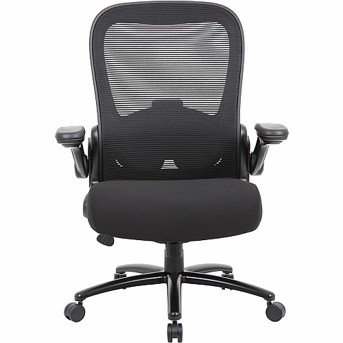 Boss Heavy Duty Flip Arm Mesh Chair Black Seat Color - Fabric, High Density Foam (HDF) Seat Material - Black Back Color - Mesh Back Material - Black Frame Color - 5-star Base - Armrest - 1 Each (B601BK)