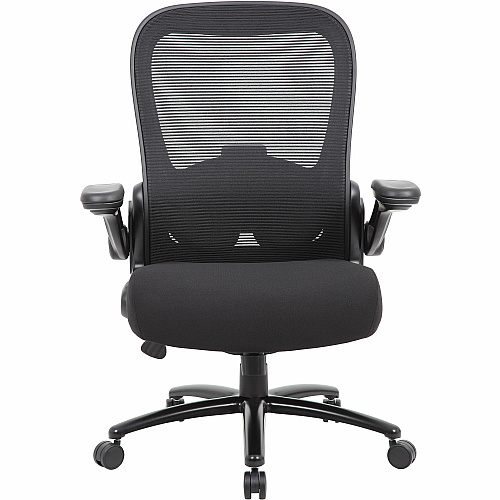 Boss Heavy Duty Flip Arm Mesh Chair Black Seat Color - Fabric, High Density Foam (HDF) Seat Material - Black Back Color - Mesh Back Material - Black Frame Color - 5-star Base - Armrest - 1 Each (B601BK)