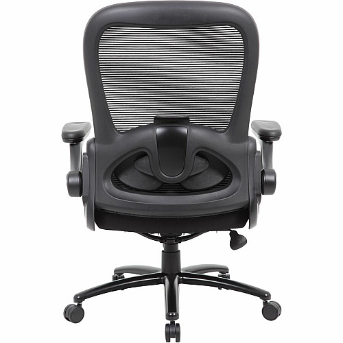 Boss Heavy Duty Flip Arm Mesh Chair Black Seat Color - Fabric, High Density Foam (HDF) Seat Material - Black Back Color - Mesh Back Material - Black Frame Color - 5-star Base - Armrest - 1 Each (B601BK)