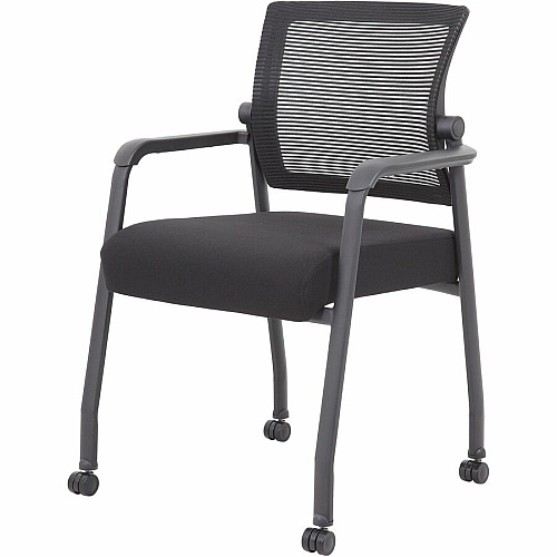Boss Mesh 4-Legged Guest Chair Black Seat Color - Fabric Seat Material - Black Back Color - Mesh Back Material - Black Frame Color - Tubular Steel Frame Material - Four-legged Base - Armrest - 1 Each (B6889RBK)