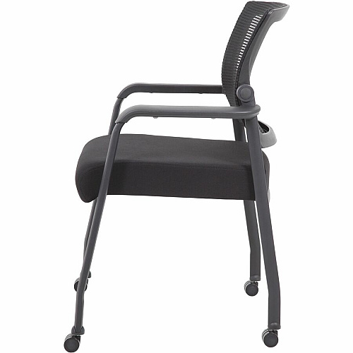 Boss Mesh 4-Legged Guest Chair Black Seat Color - Fabric Seat Material - Black Back Color - Mesh Back Material - Black Frame Color - Tubular Steel Frame Material - Four-legged Base - Armrest - 1 Each (B6889RBK)