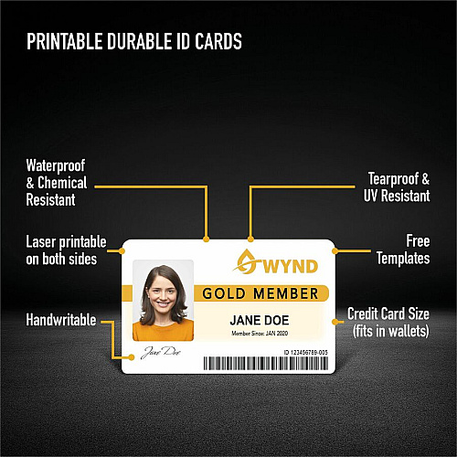 Avery ID Card Rectangular Shape - Double Sided - Durable, Hand Writable, Printable, Water Proof, Chemical Resistant, Abrasion Resistant, Tear Resistant, UV Resistant - Industrial, Conference, Business, Card - PET - White - 80 / Pack (61610)
