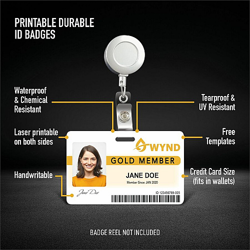 Avery Name Badge Print/Message - "Landscape - 2.1" Width x 3.4" Height - Rectangular Shape - Double Sided - Durable, Hand Writable, Printable, Water Resistant, Chemical Resistant, Abrasion Resistant, Tear Resistant, UV Resistant, Water Proof, Inse (61611)