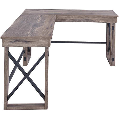 LYS L-Shaped Industrial Desk L-shaped Top - 200 lb Capacity - 52.13" Table Top Width x 19.75" Table Top Depth - 29.50" Height - Assembly Required - Aged Oak - Medium Density Fiberboard (MDF) - 1 Each (DK100LRGK)