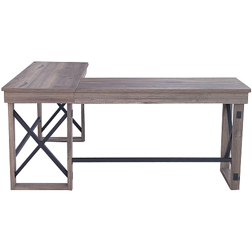 LYS L-Shaped Industrial Desk L-shaped Top - 200 lb Capacity - 52.13" Table Top Width x 19.75" Table Top Depth - 29.50" Height - Assembly Required - Aged Oak - Medium Density Fiberboard (MDF) - 1 Each (DK100LRGK)