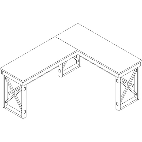 LYS L-Shaped Industrial Desk L-shaped Top - 200 lb Capacity - 52.13" Table Top Width x 19.75" Table Top Depth - 29.50" Height - Assembly Required - Aged Oak - Medium Density Fiberboard (MDF) - 1 Each (DK100LRGK)