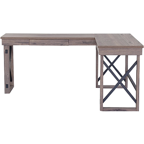 LYS L-Shaped Industrial Desk L-shaped Top - 200 lb Capacity - 52.13" Table Top Width x 19.75" Table Top Depth - 29.50" Height - Assembly Required - Aged Oak - Medium Density Fiberboard (MDF) - 1 Each (DK100LRGK)