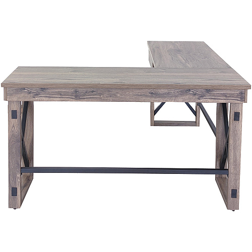 LYS L-Shaped Industrial Desk L-shaped Top - 200 lb Capacity - 52.13" Table Top Width x 19.75" Table Top Depth - 29.50" Height - Assembly Required - Aged Oak - Medium Density Fiberboard (MDF) - 1 Each (DK100LRGK)